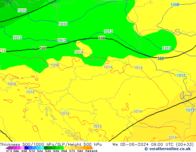 Thck 500-1000hPa ECMWF mer 05.06.2024 09 UTC