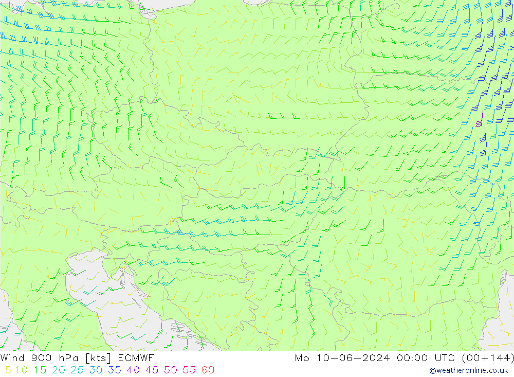 Wind 900 hPa ECMWF Mo 10.06.2024 00 UTC