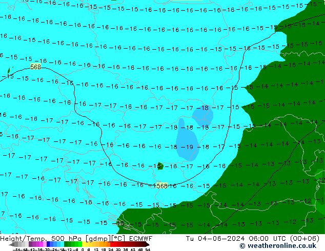 Z500/Rain (+SLP)/Z850 ECMWF Tu 04.06.2024 06 UTC