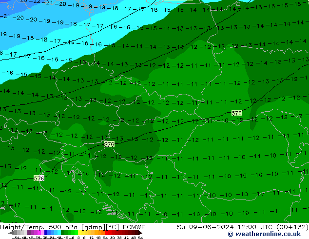 Z500/Rain (+SLP)/Z850 ECMWF nie. 09.06.2024 12 UTC