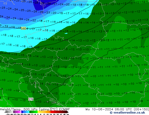 Z500/Yağmur (+YB)/Z850 ECMWF Pzt 10.06.2024 06 UTC