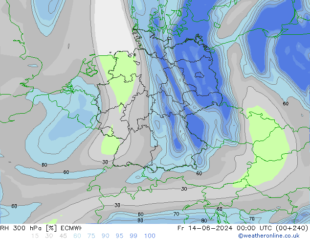 RH 300 hPa ECMWF ven 14.06.2024 00 UTC