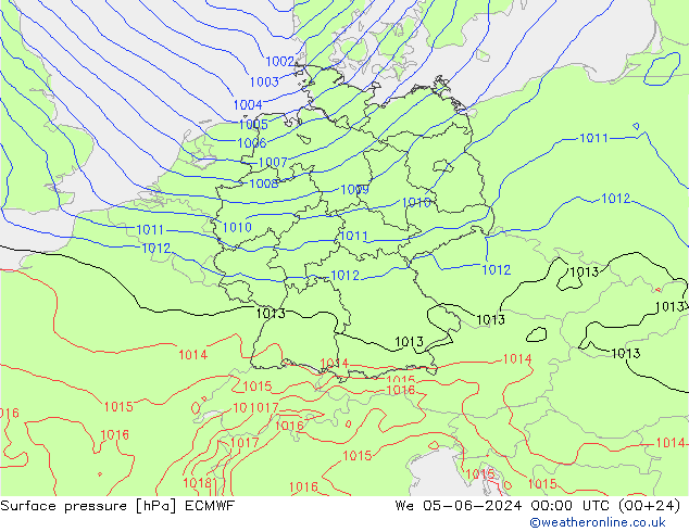 Luchtdruk (Grond) ECMWF wo 05.06.2024 00 UTC