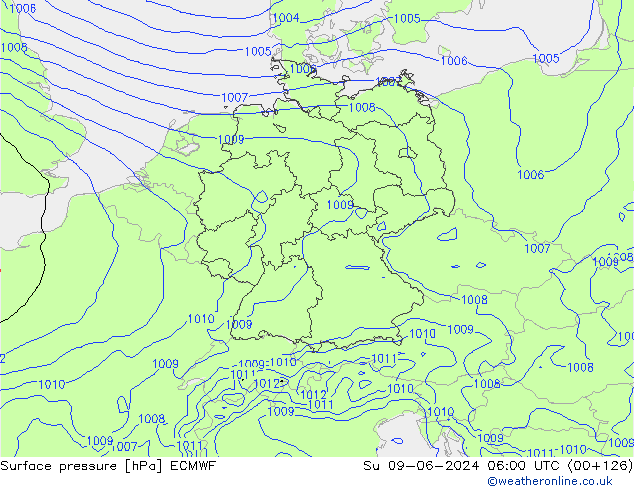 Surface pressure ECMWF Su 09.06.2024 06 UTC