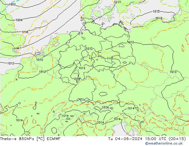 Theta-e 850hPa ECMWF mar 04.06.2024 15 UTC