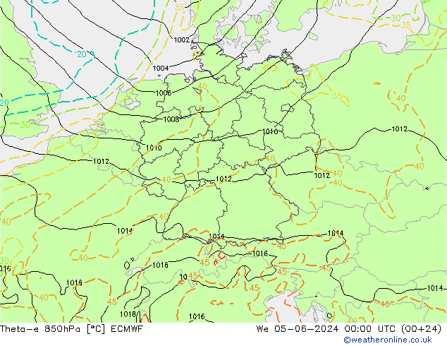 Theta-e 850hPa ECMWF Çar 05.06.2024 00 UTC