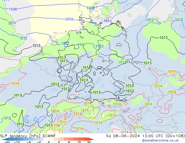 тенденция давления ECMWF сб 08.06.2024 12 UTC