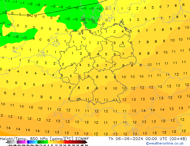 Z500/Rain (+SLP)/Z850 ECMWF Th 06.06.2024 00 UTC