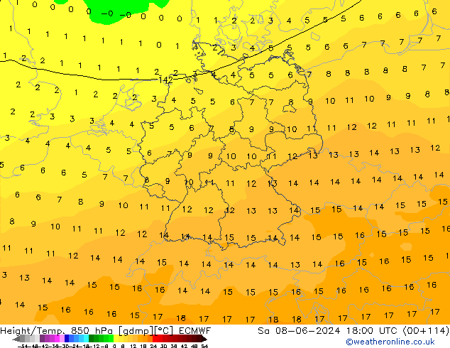 Z500/Yağmur (+YB)/Z850 ECMWF Cts 08.06.2024 18 UTC