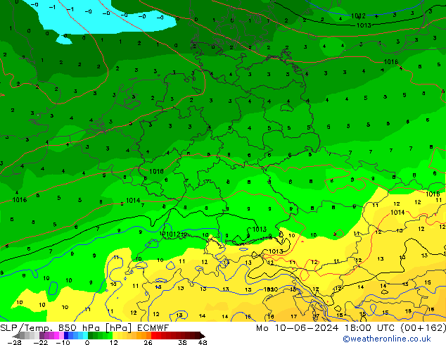 SLP/Temp. 850 hPa ECMWF lun 10.06.2024 18 UTC