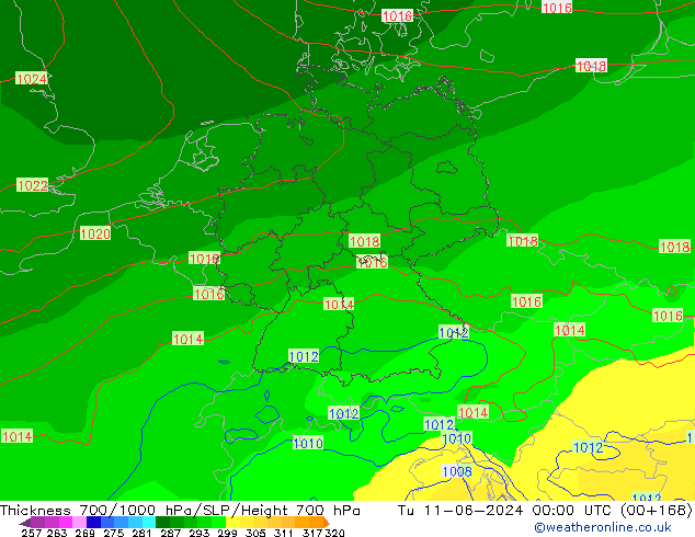 700-1000 hPa Kalınlığı ECMWF Sa 11.06.2024 00 UTC