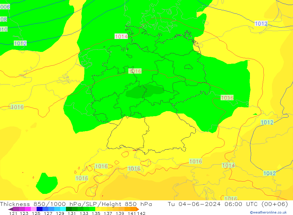 850-1000 hPa Kalınlığı ECMWF Sa 04.06.2024 06 UTC