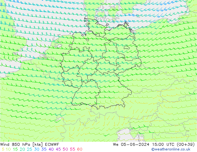 Wind 850 hPa ECMWF wo 05.06.2024 15 UTC