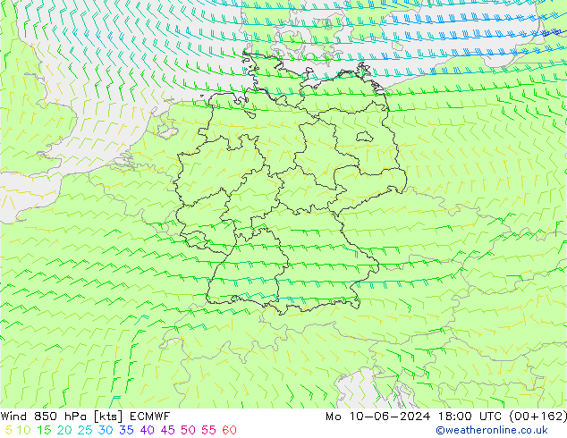 ветер 850 гПа ECMWF пн 10.06.2024 18 UTC