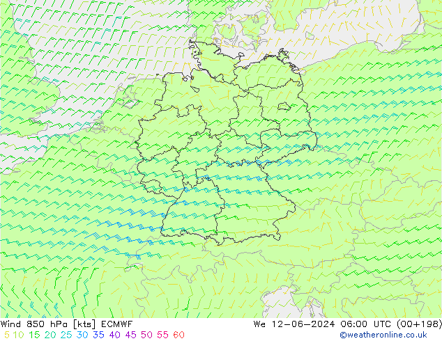 Wind 850 hPa ECMWF We 12.06.2024 06 UTC