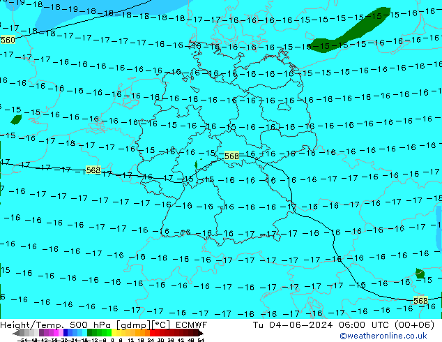 Z500/Rain (+SLP)/Z850 ECMWF Tu 04.06.2024 06 UTC