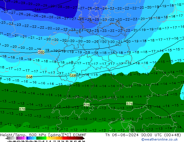 Z500/Rain (+SLP)/Z850 ECMWF Th 06.06.2024 00 UTC