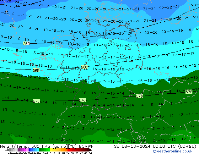 Z500/Rain (+SLP)/Z850 ECMWF sab 08.06.2024 00 UTC