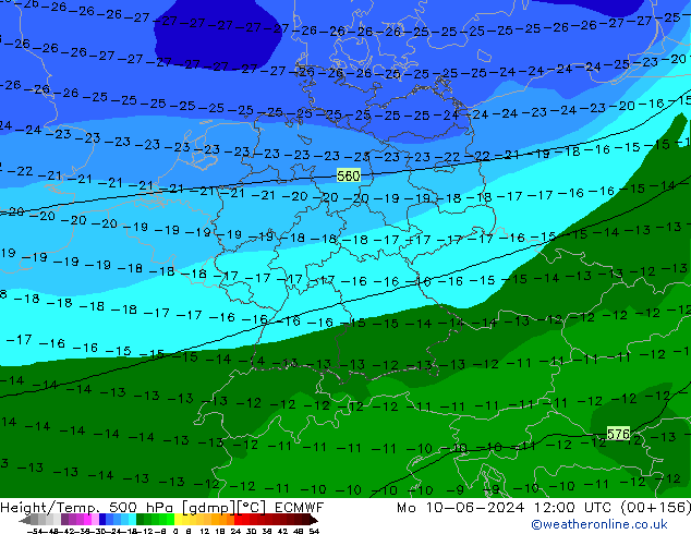 Z500/Rain (+SLP)/Z850 ECMWF lun 10.06.2024 12 UTC