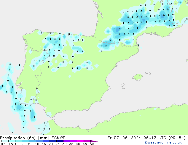 Z500/Rain (+SLP)/Z850 ECMWF Fr 07.06.2024 12 UTC