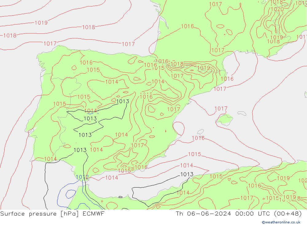 Yer basıncı ECMWF Per 06.06.2024 00 UTC