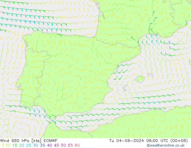 Prec 6h/Wind 10m/950 ECMWF Ter 04.06.2024 06 UTC