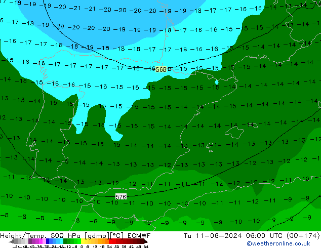 Z500/Rain (+SLP)/Z850 ECMWF Tu 11.06.2024 06 UTC