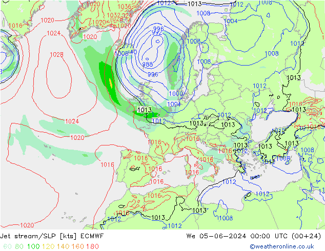 高速氣流/地面气压 ECMWF 星期三 05.06.2024 00 UTC