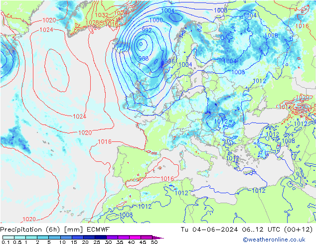 Z500/Rain (+SLP)/Z850 ECMWF Ter 04.06.2024 12 UTC