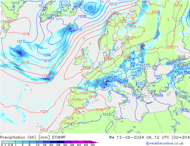 Z500/Rain (+SLP)/Z850 ECMWF ср 12.06.2024 12 UTC