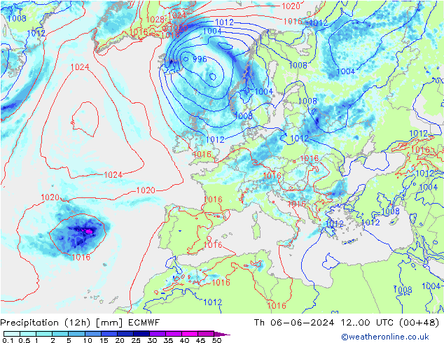 Nied. akkumuliert (12Std) ECMWF Do 06.06.2024 00 UTC