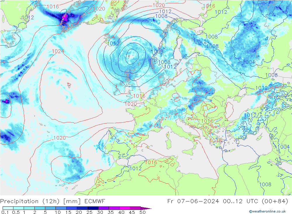 Nied. akkumuliert (12Std) ECMWF Fr 07.06.2024 12 UTC