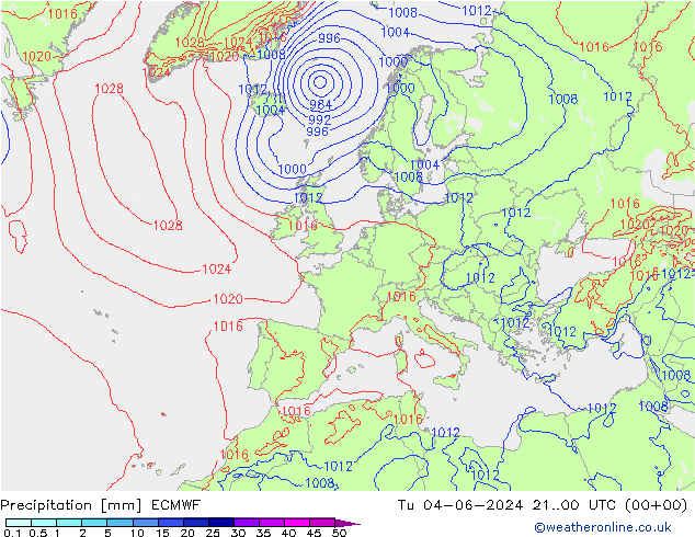 Precipitación ECMWF mar 04.06.2024 00 UTC