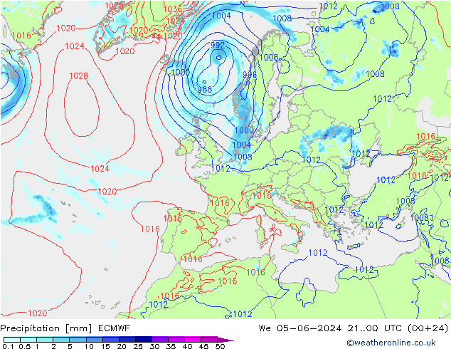 降水 ECMWF 星期三 05.06.2024 00 UTC