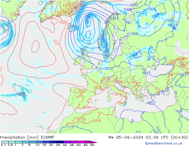 Niederschlag ECMWF Mi 05.06.2024 06 UTC