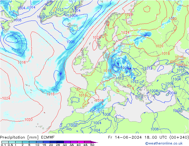 Precipitation ECMWF Fr 14.06.2024 00 UTC