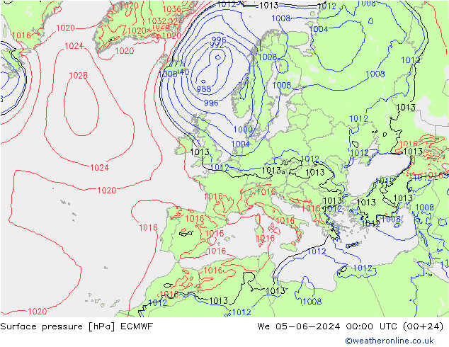 ciśnienie ECMWF śro. 05.06.2024 00 UTC