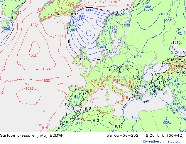 Bodendruck ECMWF Mi 05.06.2024 18 UTC