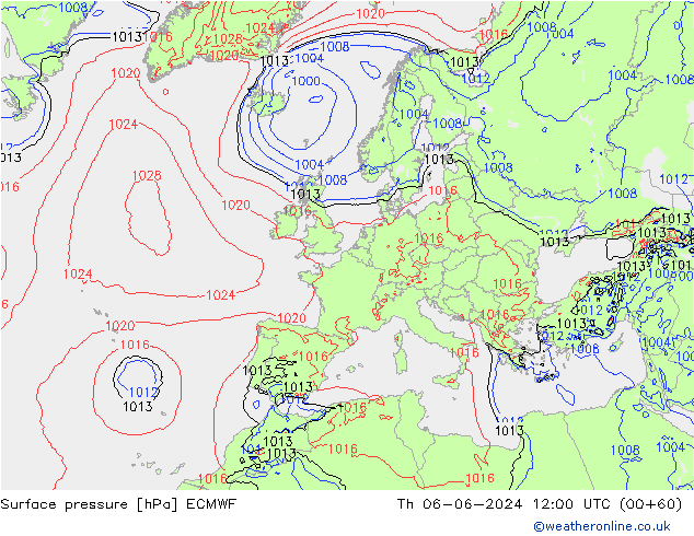 Bodendruck ECMWF Do 06.06.2024 12 UTC