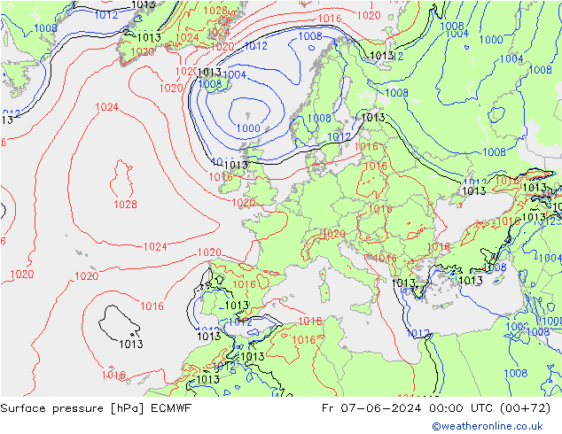 ciśnienie ECMWF pt. 07.06.2024 00 UTC