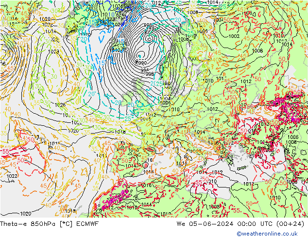 Theta-e 850hPa ECMWF Çar 05.06.2024 00 UTC