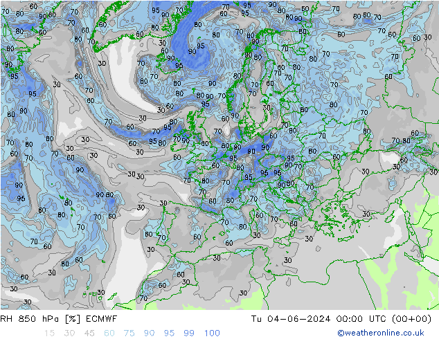 RH 850 hPa ECMWF  04.06.2024 00 UTC