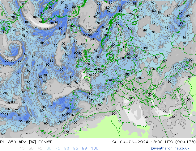 RV 850 hPa ECMWF zo 09.06.2024 18 UTC