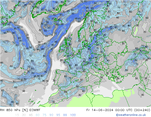 RH 850 hPa ECMWF pt. 14.06.2024 00 UTC