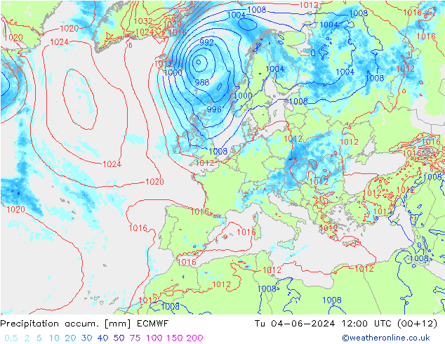 Nied. akkumuliert ECMWF Di 04.06.2024 12 UTC