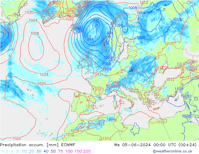 Nied. akkumuliert ECMWF Mi 05.06.2024 00 UTC