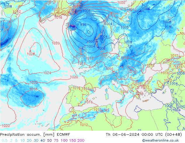 Precipitation accum. ECMWF  06.06.2024 00 UTC