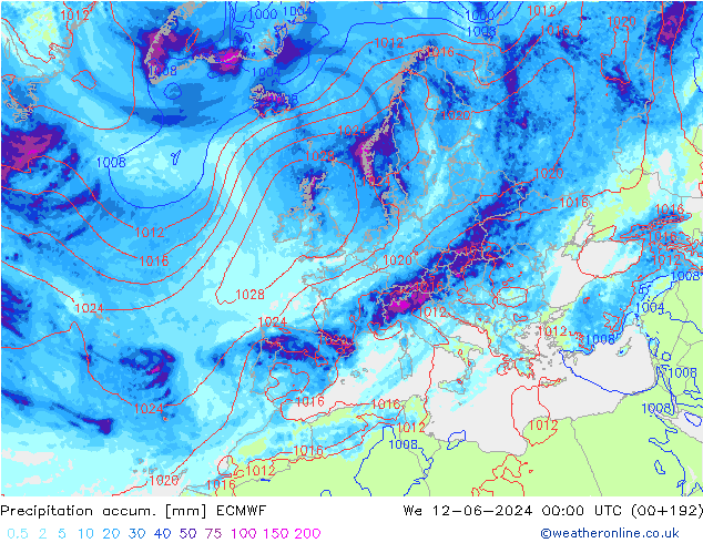 Nied. akkumuliert ECMWF Mi 12.06.2024 00 UTC