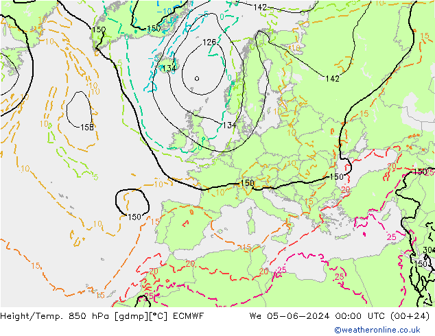 Z500/Yağmur (+YB)/Z850 ECMWF Çar 05.06.2024 00 UTC