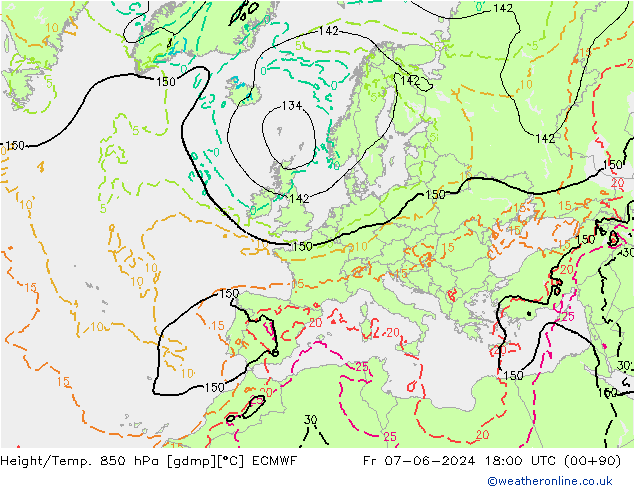 Z500/Rain (+SLP)/Z850 ECMWF Fr 07.06.2024 18 UTC